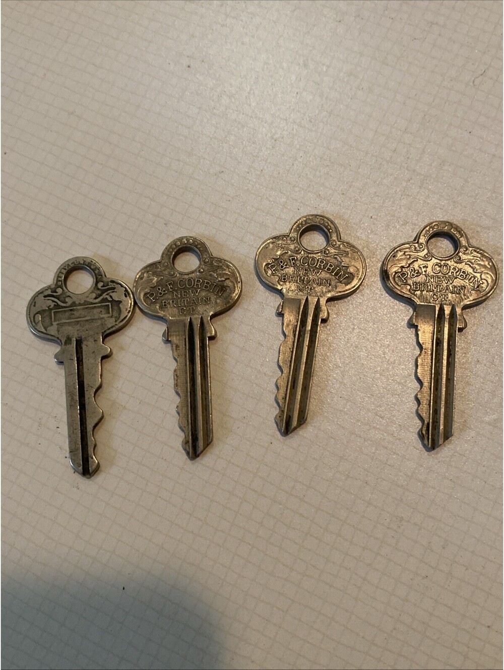 P & F Corbin Vintage Keys LOT OF 4 Ornate Brass New Britain Collectible